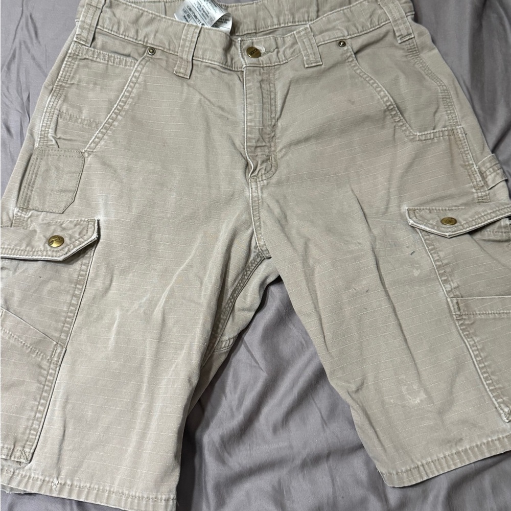 Carhartt Men's Beige Military Drab Cargo Ripstop Shorts Sz 32 Relaxed Fit - Picture 15 of 15